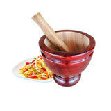 Wooden Mortar and Pestle for Papaya Salad Som Tum Thai kitchen Tool
