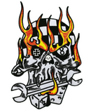 Large 6.5 x 10.0 Inch Mechanical Chaos Skull Embroidered Sew/Iron On Patches