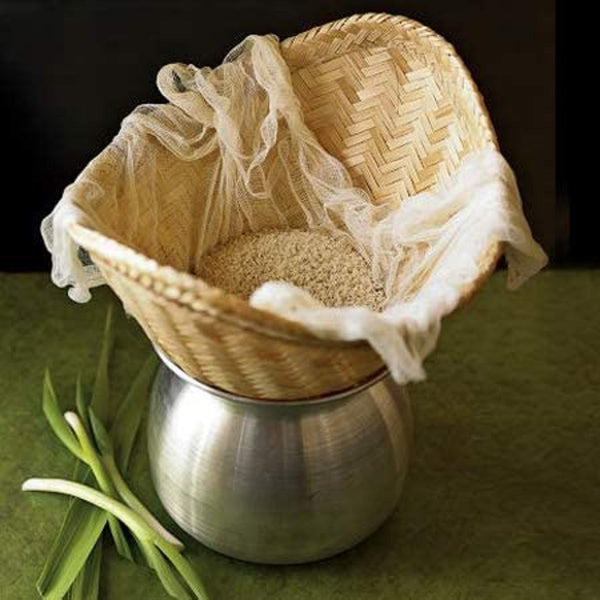 Set of Sticky Rice Steamer Pot Bamboo Basket With Lid 